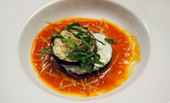 Roasted Eggplant and Mozzarella with Spicy Tomato Coulis